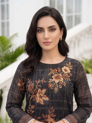 BLACK,LIGHT & DARK BROWN Premium Classic Lawn 3pc Suit with Light Weight Voile Dupatta (Unstitched)