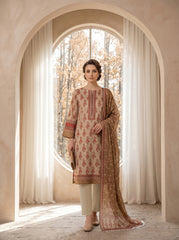 BEIGE WITH MULTI PREMIUM DIGITAL PRINTED LAWN SUIT WITH VOILE DUPATTA 3Pc (Unstitched)