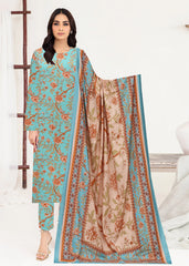 LIGHT SEA GREEN AND PEACH 3pc Premium linen suit with linen dupatta (Unstitched)