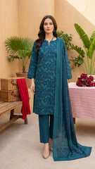 EGYPTIAN BLUE Premium Swiss Voile 3Pc Printed Suit (Unstitched)