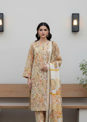 LIGHT CREAM WITH MULTI PRINT Printed Premium Lawn Full Suit 3pc Suit (Unstitched)