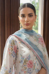 ICE BLUE WITH MULTI PRINT Printed Premium Lawn Full Suit 3pc Suit (Unstitched)