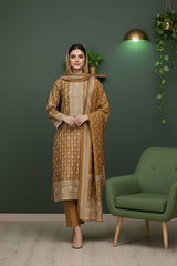WOOD BROWN 3Pc Premium Dhanak Printed Suits (Unstitched)