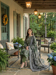 RIFLE GREEN Printed Premium Lawn Suit with Voile Dupatta 3pc Suit (Unstitched)