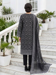 BLACK, WHITE & LIGHT BEIGE Premium Classic Lawn 3pc Suit with Light Weight Voile Dupatta (Unstitched)