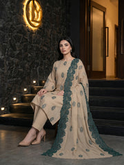 HAZEL WOOD Chiffon Embroidered 3Pc Suit (Unstitched)