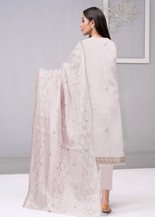 LIGHT TEA PINK & GOLD Organza Embroidered with Beads & Sequence 3Pc Suit (Unstitched)