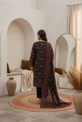 BLACK & RUBY PINK Premium Classic Lawn 3pc Suit with Light Weight Voile Dupatta (Unstitched)