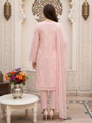 HEATHER PEACH Chiffon Embroidered 3Pc Suit (Unstitched)