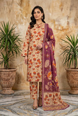 REBECCA PURPLE WITH MULTI PRINT Printed Full Suit with FANCY ZARI Dupatta 3pc (Unstitched)