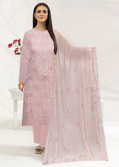 TEA PINK WITH SEQUINS Chiffon Embroidered 3Pc Suit (Unstitched)