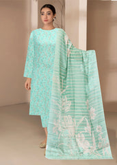MINT & APPLE GREEN Premium Classic Lawn 3PC Suit With Fancy Voile Dupatta ( Unstitched )