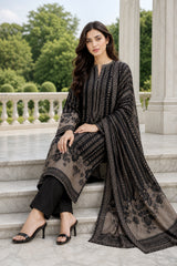 BLACK Premium Classic Lawn 3pc Suit with Light Weight Voile Dupatta (Unstitched)