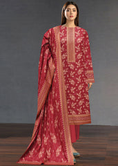 RUBY RED 3Pc Premium Dhanak Printed Suits (Unstitched)