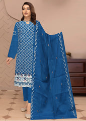 ROYAL BLUE ORGANZA Embroidered with Beads & Sequence 3Pc Suit (Unstitched)