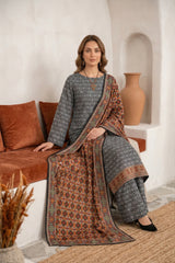 BLACK & WHITE WITH MULTI PRINTED LAWN SUIT WITH VOILE DUPATTA 3Pc (Unstitched)