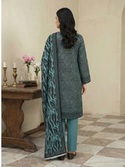 BABY BLUE & BLACK Printed Full Suit (3Pc) suit with Luxury Voile Dupatta(Unstitched)