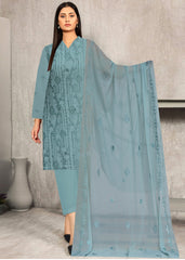 PASTEL TURQUOISE Chiffon Embroidered 3Pc Suit (Unstitched)