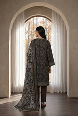 BROWN BLACK & GRAY PREMIUM DIGITAL PRINTED LAWN SUIT WITH VOILE DUPATTA 3Pc (Unstitched)