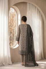 RHINO GRAY WITH PREMIUM DIGITAL PRINTED LAWN SUIT WITH VOILE DUPATTA 3Pc (Unstitched)
