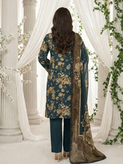 SACRAMENTO GREEN & OLIVE GREEN Printed Premium Lawn 3pc Suit (Unstitched)
