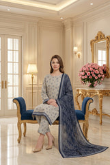 BLACK & OYSTER Digital Printed Premium Lawn 3pc Suit (Unstitched)