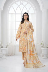 LIGHT CREAM WITH MULTI PRINT Printed Premium Lawn Full Suit 3pc Suit (Unstitched)