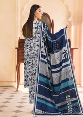 GREY AND NAVY BLUE 3pc Premium Doria linen suit with linen dupatta (Unstitched)