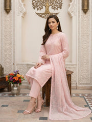 HEATHER PEACH Chiffon Embroidered 3Pc Suit (Unstitched)
