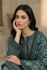 BABY BLUE & BLACK Printed Full Suit (3Pc) suit with Luxury Voile Dupatta(Unstitched)