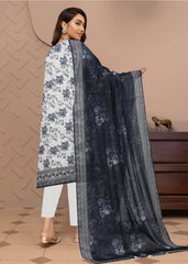 WHITE AND BLUE Digital Printed Premium Lawn 3pc Suit (Unstitched)