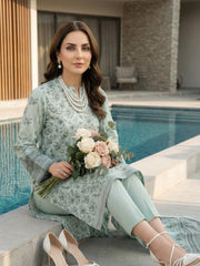 PISTACHIO PREMIUM QUALITY PRINTED SLUB LAWN SUIT WITH VOILE DUPATTA 3Pc (Unstitched)