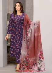 PURPLE AND DARK PEACH 3pc Premium linen suit with linen dupatta (Unstitched)