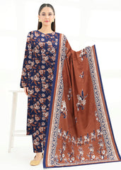 NAVY BLUE AND RUST BROWN 3pc Premium Doria linen suit with linen dupatta (Unstitched)