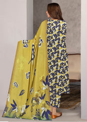 LEMON YELLOW & BLUE 3pc Premium Doria linen suit with linen dupatta (Unstitched)
