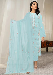 MINT GREEN, MAROON & PINK Chiffon Embroidered 3Pc Suit (Unstitched)