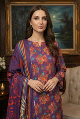 BASE PURPLE WITH MULTI PRINT Khaddar Printed Suit with Khaddar Printed Dupatta 3pc Unstitched