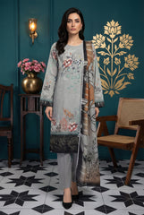 ASH GRAY WITH MULTI PRINT Premium Swiss Voile 3 PC Printed Suit (Unstitched)