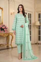 LIGHT GREEN Supreme Lawn 3pc suit with Luxury Voile Dupatta