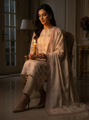PALE TAN Supreme Lawn 3pc suit with Luxury Voile Dupatta