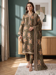 MEHNDI GREEN DIGITAL PRINTED PREMIUM LAWN SUIT WITH FINE LAWN DUPATTA 3Pc (Unstitched)
