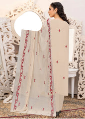 FAWN AND MAROON Chiffon Embroidered 3Pc Suit (Unstitched)