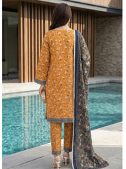 SUNSHINE & BLUE PRINTED LAWN SUIT WITH VOILE DUPATTA 3Pc (Unstitched)