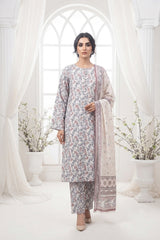 BASE BRIGHT CREAM WITH MULTI PRINT Digital Printed Full Suit (3Pc) suit with Luxury Voile Dupatta(Unstitched)