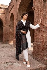 BLACK & MULTI LAWN SHADOW EMBROIDERED SHAWL