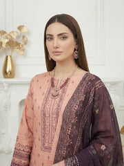 CANDLELIGHT PEACH & PURPLE HAZE Premium Swiss Voile 3 PC Printed Suit (Unstitched)