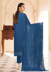 ZINC BLUE Chiffon MOTIFF Embroidered with Sequence & Laser work 3pc Suit (Unstitched)
