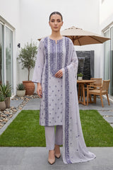 SMOKEY GREY Chiffon Embroidered 3Pc Suit (Unstitched)