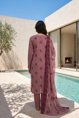 FADED PURPLE Chiffon Embroidered 3Pc Suit (Unstitched)