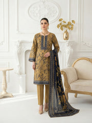 MEHNDI GREEN & NAVY BLUE Premium Swiss Voile 3 PC Printed Suit (Unstitched)